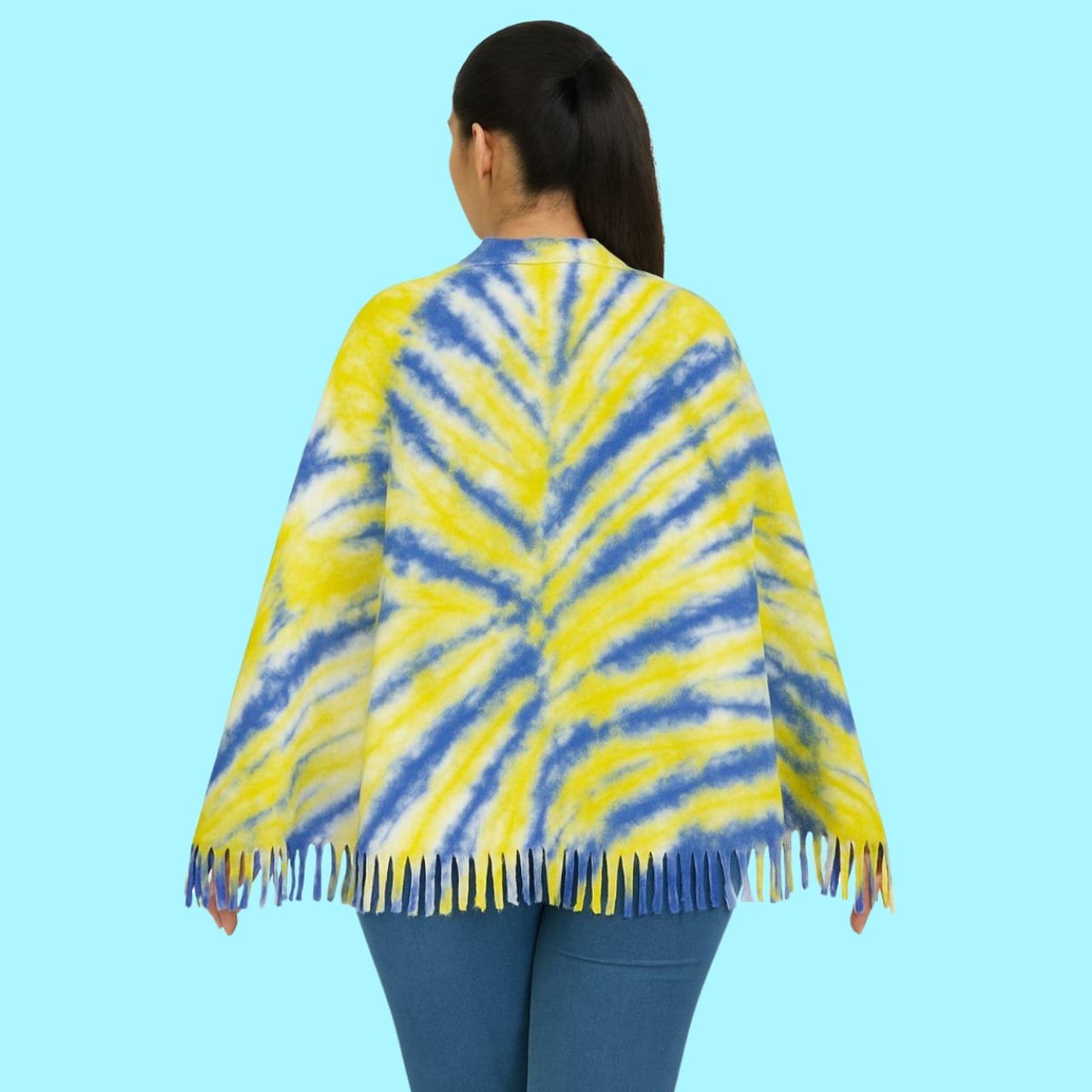 WOMEN'S COTTON CASUAL FEEDING SHAWL (YELLOW&BLUE TIE&DYE)