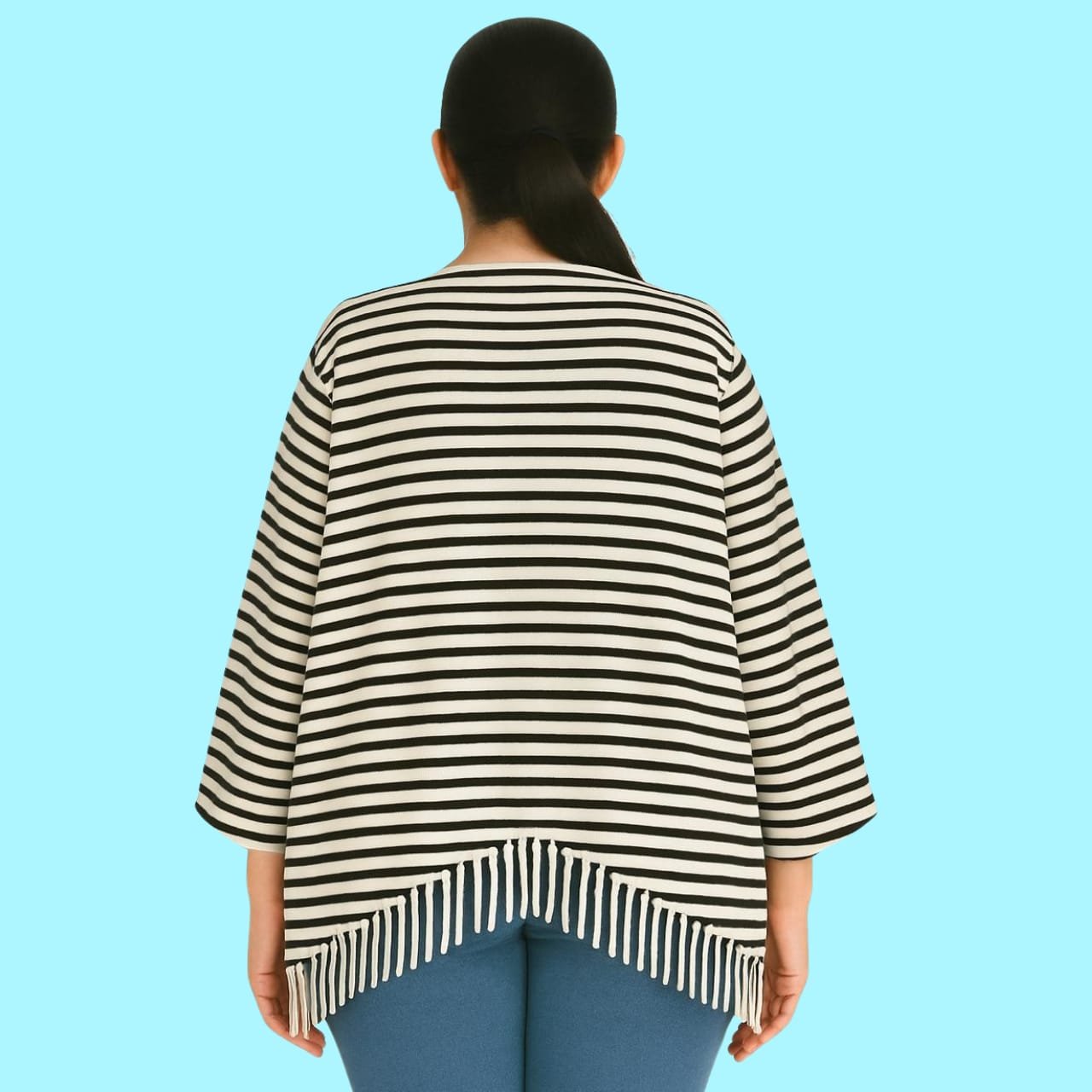 WOMEN'S COTTON CASUAL FEEDING SHAWL (NAVY STRIPES)