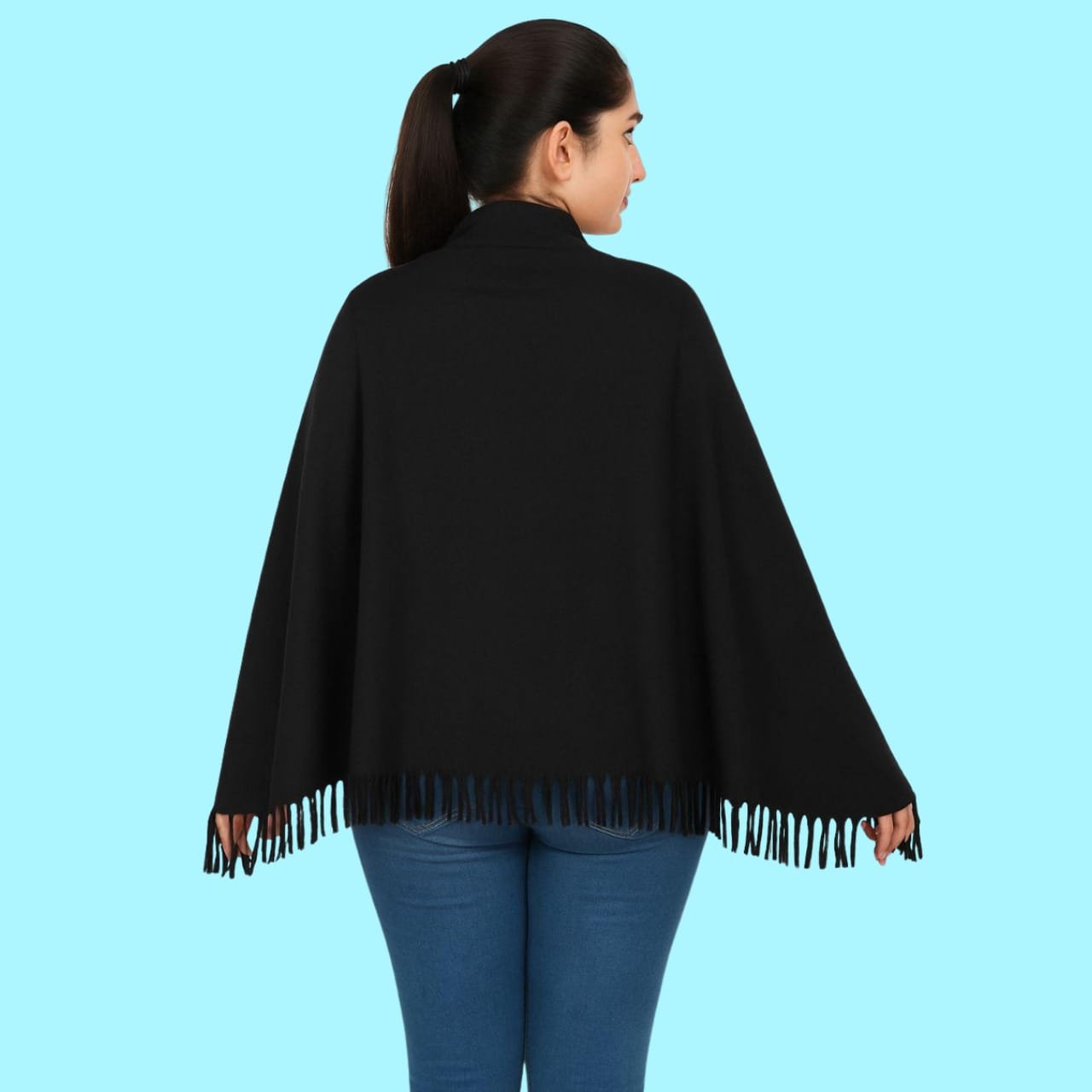 WOMEN'S COTTON CASUAL FEEDING SHAWL (BLACK)-LM-FEEDING-SHAWL-BLACK-FS-FREESIZE