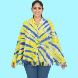 WOMEN'S COTTON CASUAL FEEDING SHAWL (YELLOW&BLUE TIE&DYE)